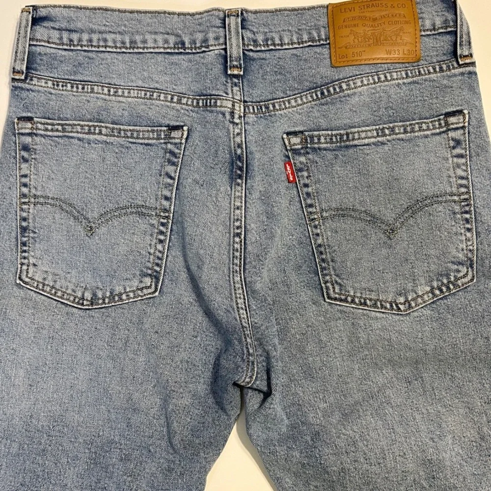Levis 510 Skinny Fit Jeans Mens W33 L30‎ Light Blue Denim Premium